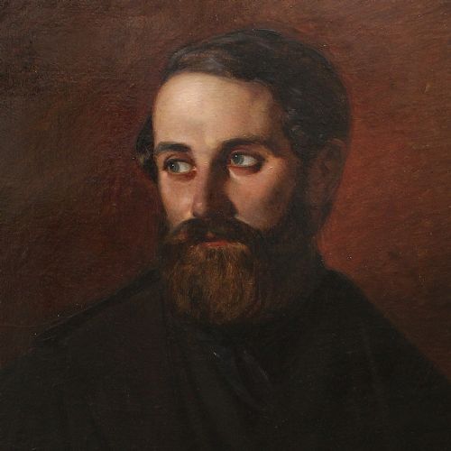 fig 2. Anders Christian Lunde, Self Portrait, c.1845, Antique Oil Painting