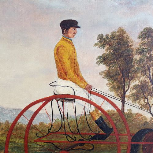 fig 3. J Mortimer, Pony & Trap With Rider, Naive, Provincial Antique Oil Painting