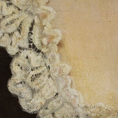 fig 3. Jean Baptiste Discart, Large Portrait Of A Lady With A Yellow Rose, Antique Oil Painting