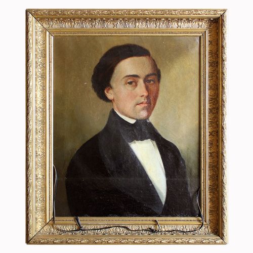 fig 1. 19th-Century Portrait Of Jean Royet, Antique Oil Painting, French