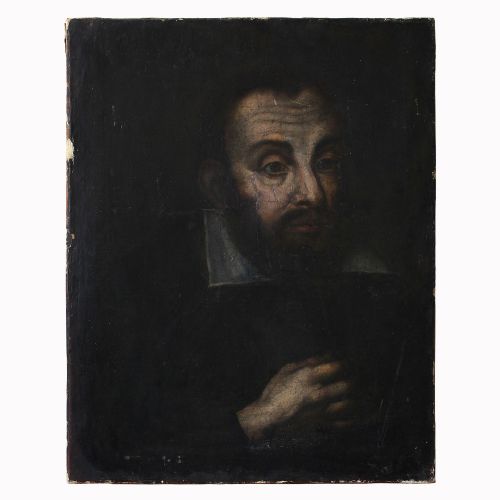 fig 1. 17th-Century Flemish Portrait of a Gentleman, Dark Antique Portrait