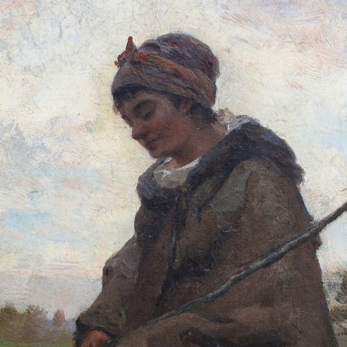 fig 4. Emile Charles Dameron, The Young Shepherdess, Antique Oil Painting