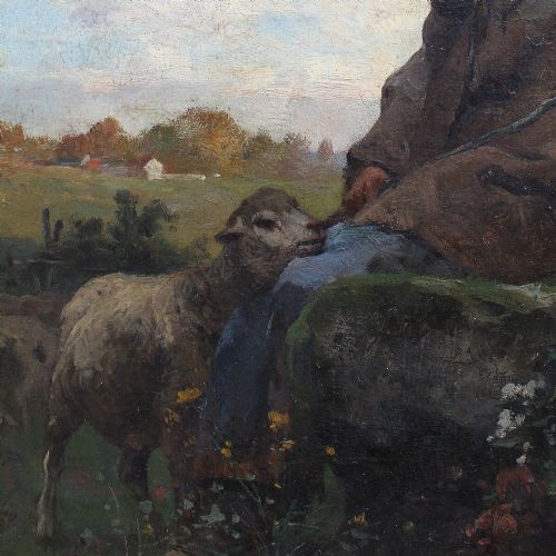 fig 5. Emile Charles Dameron, The Young Shepherdess, Antique Oil Painting