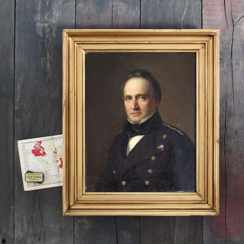 August Schiott, Portrait of Rear Admiral Jorgen Peter Frederik Wulff, Antique Oil Painting