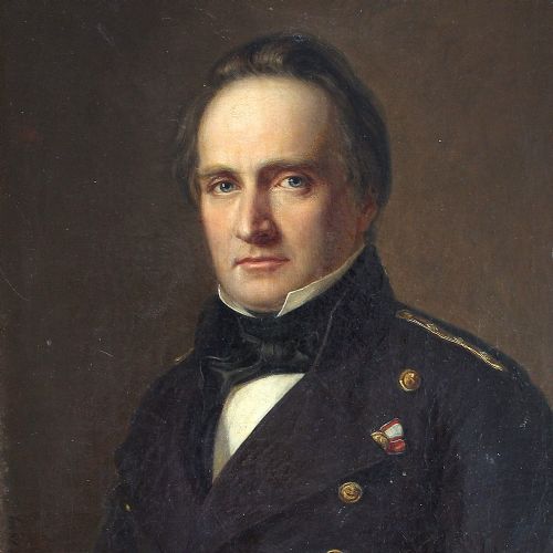 fig 1. August Schiott, Portrait Of Rear Admiral Jorgen Peter Frederik Wulff, Antique Oil Painting