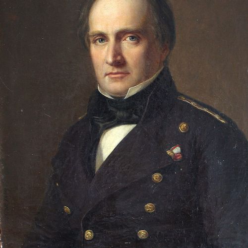 fig 2. August Schiott, Portrait Of Rear Admiral Jorgen Peter Frederik Wulff, Antique Oil Painting