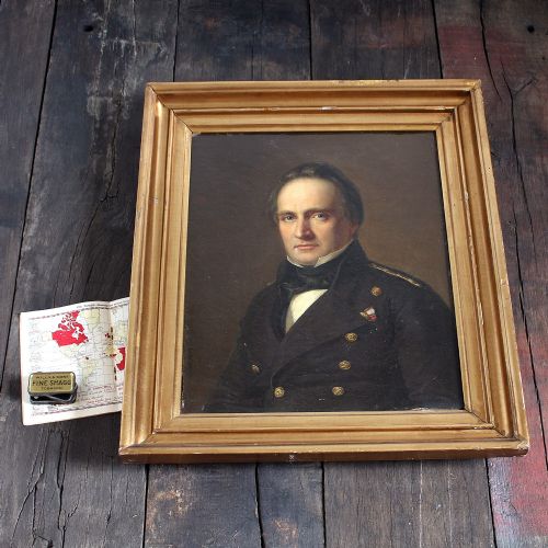 fig 3. August Schiott, Portrait Of Rear Admiral Jorgen Peter Frederik Wulff, Antique Oil Painting
