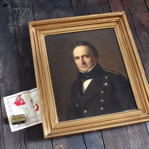 fig 4. August Schiott, Portrait Of Rear Admiral Jorgen Peter Frederik Wulff, Antique Oil Painting