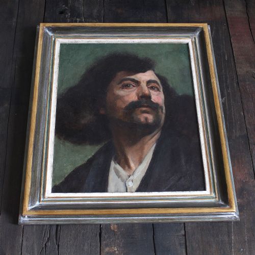 fig 1. Hedwig Burkhardt, Portrait Of A Man, Antique Oil Painting