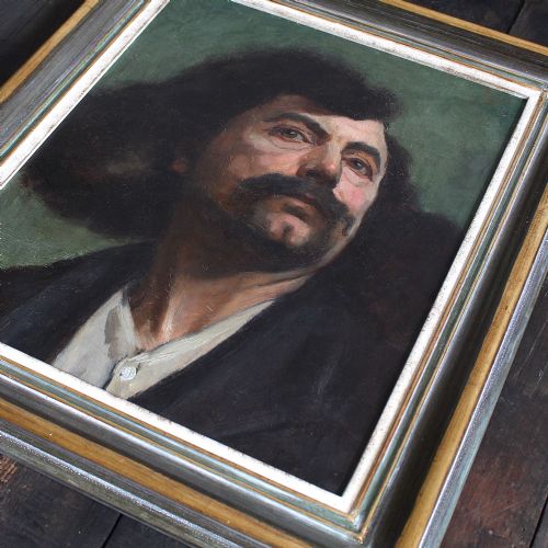 fig 2. Hedwig Burkhardt, Portrait Of A Man, Antique Oil Painting