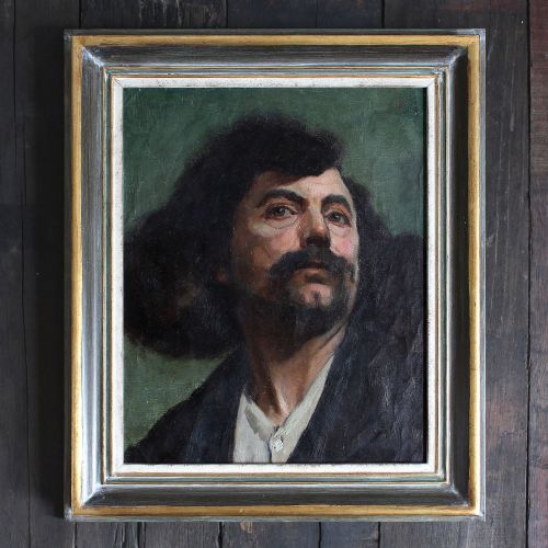 Hedwig Burkhardt, Portrait of a Man, Antique Oil Painting