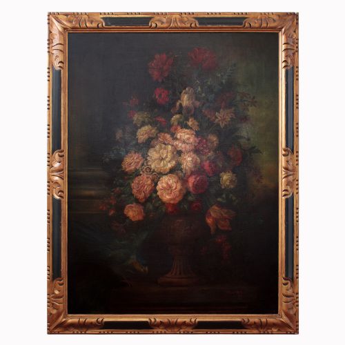 David Paton, Still Life with Flowers and Parrot, 1920s English Oil Painting