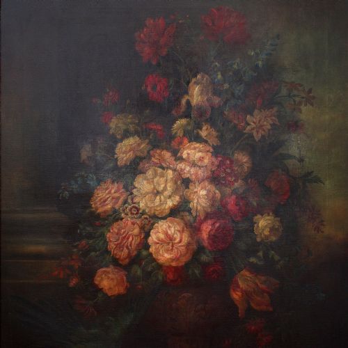fig 2. David Paton, Still Life With Flowers And Parrot, 1920s English Oil Painting