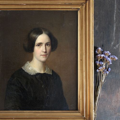 fig 1. August Schiott, Portrait Of Antoinette Christiane Wulff, Fine 19th-Century Oil Painting