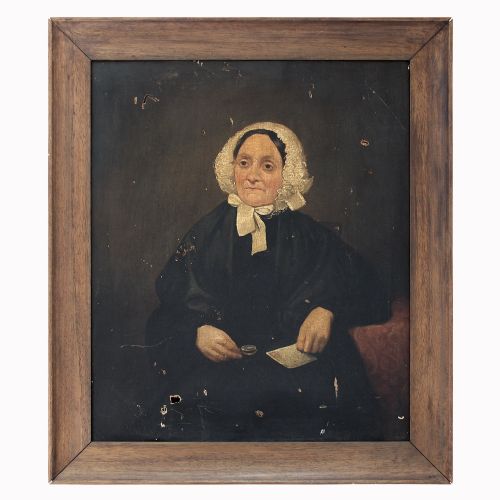 fig 1. Portrait Of A Woman With A Reading Glass & Letter, Antique Painting, Victorian