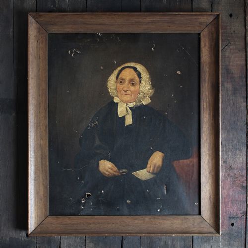 Portrait of a Woman with a Reading Glass & Letter, Antique Painting, Victorian