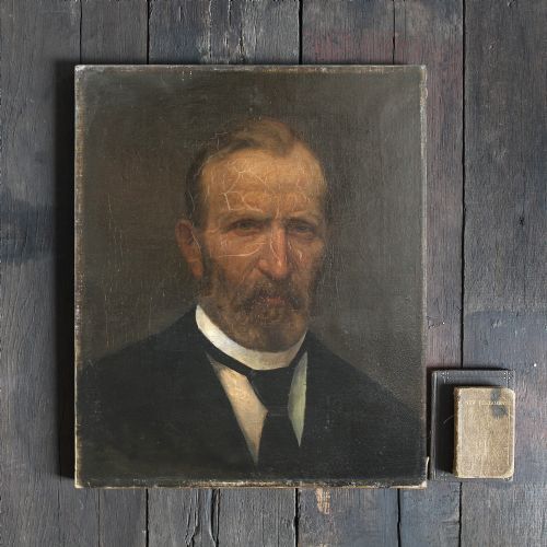 fig 1. Worn Portrait Of An Older Gentleman, Old Dutch Oil Painting