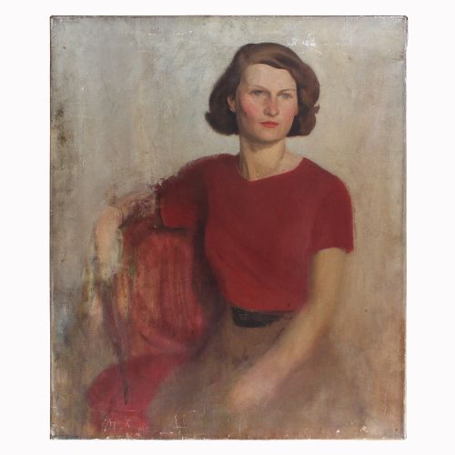 1940s Portrait Study of a Woman in a Red Top