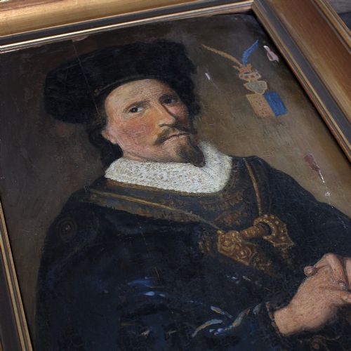 fig 1. Portrait Of A 16th-Century Scandinavian Nobleman, Antique Oil On Panel