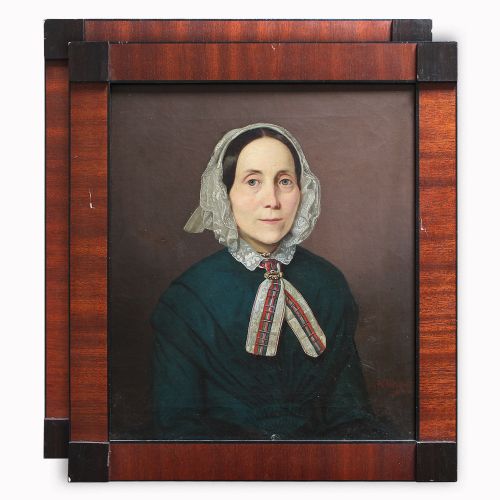 Carl August Gosch, Pair of 19th-century Portraits, Antique Oil Paintings, German