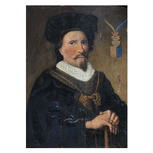 Portrait of a 16th-century Scandinavian Nobleman, Antique Oil on Panel