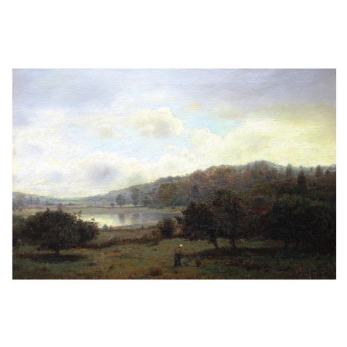 Henry Pember Smith, Landscape with Lake, Late 19th Century Homestead, Antique Oil Painting