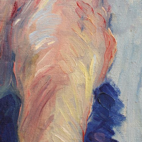 fig 4. William Malherbe, Lady In A Blue Wrap, 1920s Oil On Canvas, Portrait, Deco