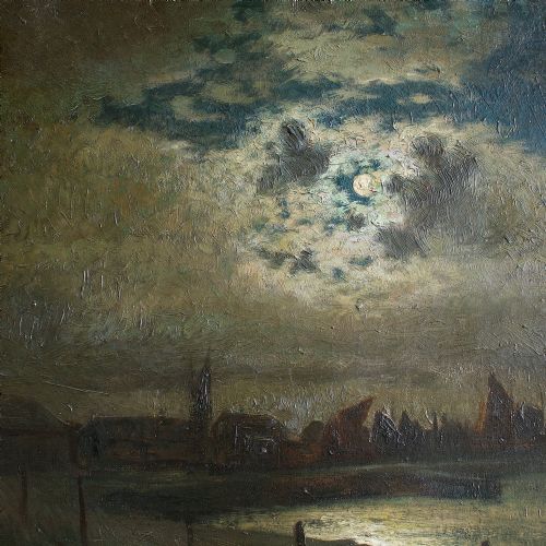 fig 1. Hans Sørensen-Lund, Moonlit Harbour Scene