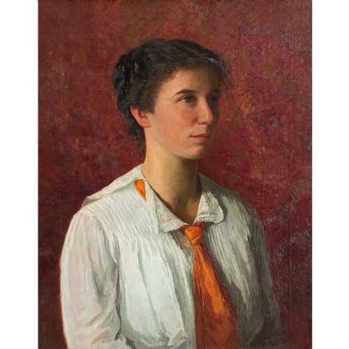 fig 1. Richard Von Hagn, Portrait Of A Young Lady In An Orange Necktie