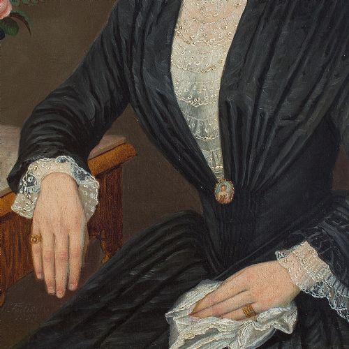 fig 1. 19th Century Portrait Of A Lady With Flowers