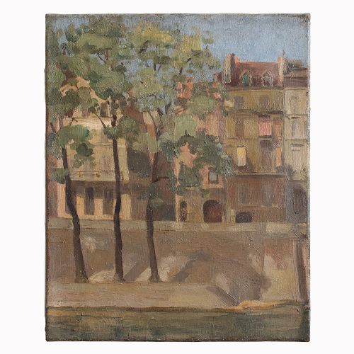 Small 1940s Impressionist Oil Painting, Ile Saint Louis, Paris