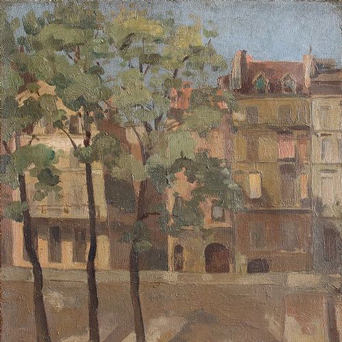 fig 1. Small 1940s Impressionist Oil Painting, Ile Saint Louis, Paris