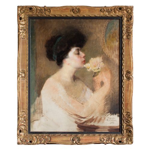Charles Joseph Watelet, Portrait of a Lady with a Rose