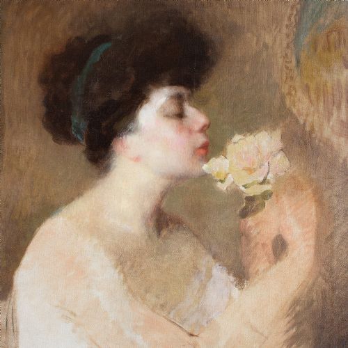 fig 1. Charles Joseph Watelet, Portrait Of A Lady With A Rose