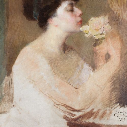 fig 2. Charles Joseph Watelet, Portrait Of A Lady With A Rose
