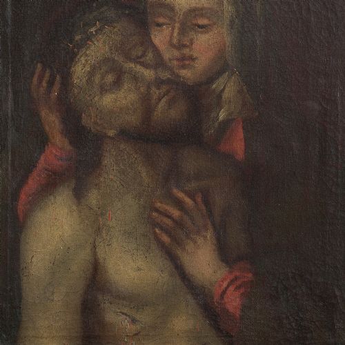 fig 1. Small Early 19th-Century 'Pieta' Religious Oil Painting