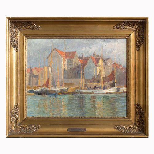1920s, Axel Johansen, Harbour Scene Near Copenhagen