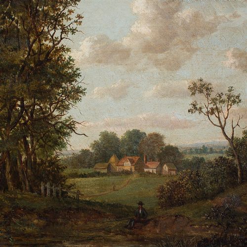 fig 1. 19th-Century English Wooded Landscape Painting
