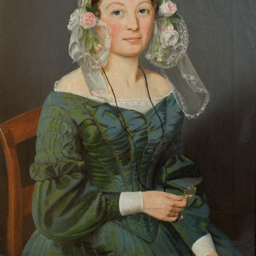fig 2. 1860s Danish Portrait Of A Woman Holding A Golden Lorgnette