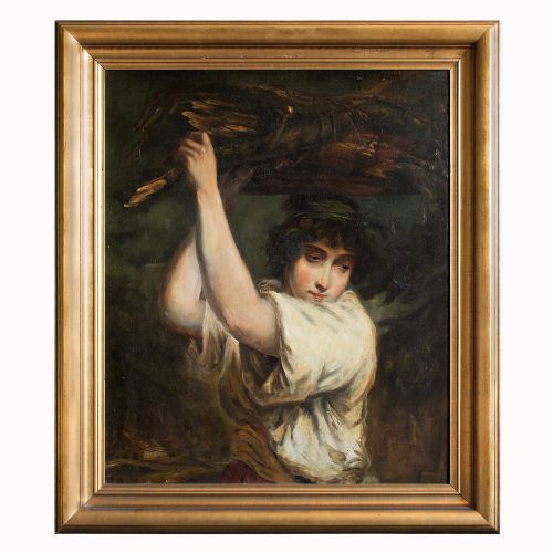 19th-century Portrait of a Girl Carrying Firewood