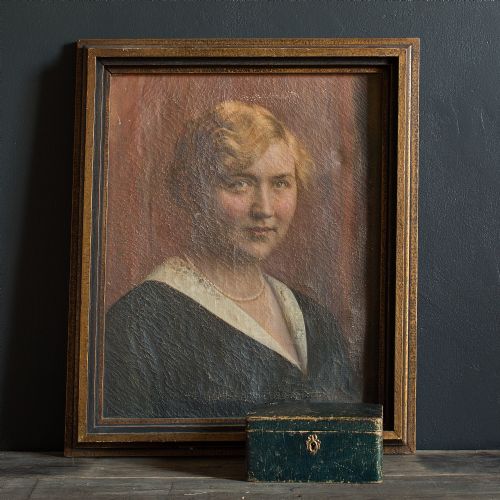Early 20th-century Austrian Portrait of a Woman with Pearls