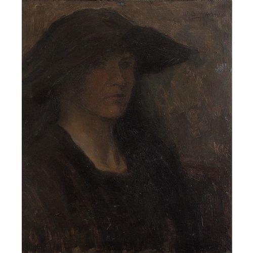 fig 1. c. 1919 Dark Portrait Of A Lady In A Hat