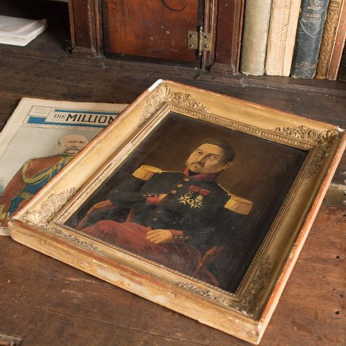 fig 1. 19th-Century Portrait Of A French Officer, Oil On Wood
