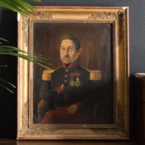 19th-century Portrait of a French Officer, Oil on Wood