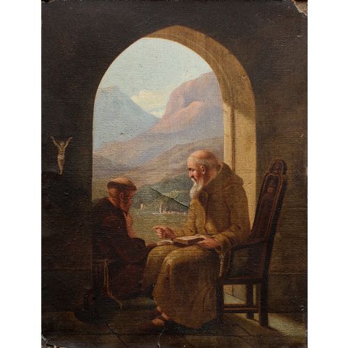fig 1. After Christian Andreas Schleisner, Two Monks In A Monastery