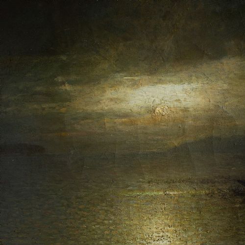 fig 1. 19th-Century German School Oil On Canvas Lake By Moonlight