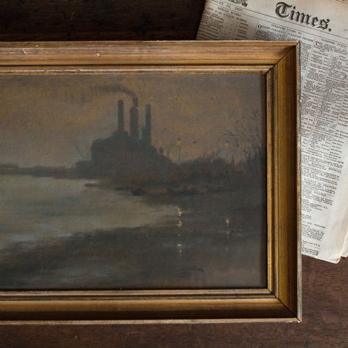 fig 1. Evening On The Thames By Battersea, Oil Painting