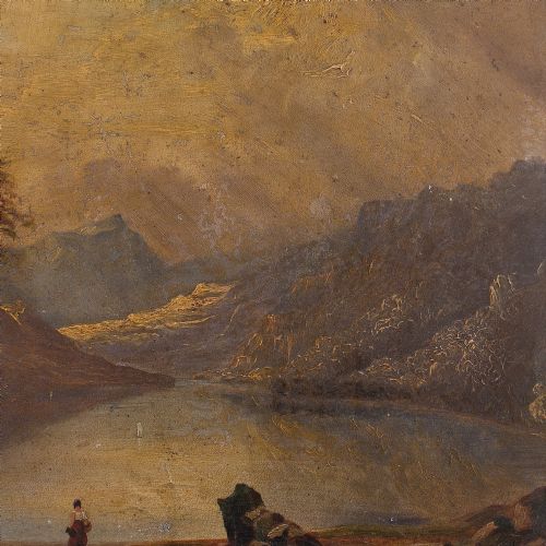 fig 1. Dark Danish School Mountainous Landscape with Lake