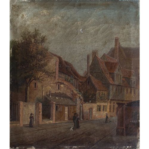 Georg Adam Strohecker, Village Scene with Figures