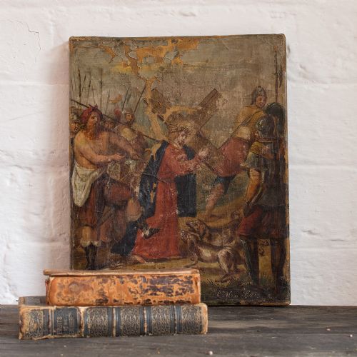 fig 1. The Road To Calvary, Religious Oil Painting, 19th-Century